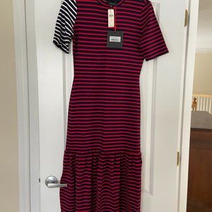 Cynthia Rowley Hang Ten Striped Maxi Dress Red/Navy Small NWT